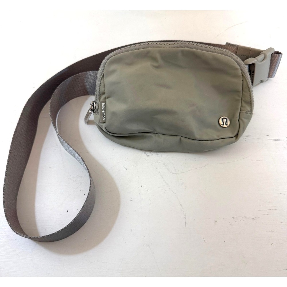 USED Lululemon Everywhere Belt Bag with Long Strap 1L Khaki Downtown Tan Silver
